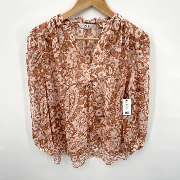 Joie | NWT Jindrah Silk Blouse in Brushed Clay // S - Picture 4 of 10